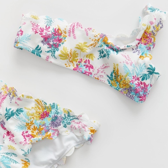 NWT. Zara Kids Floral Print Bikini with Scalloped Trim. Size 13-14. - Picture 3 of 7